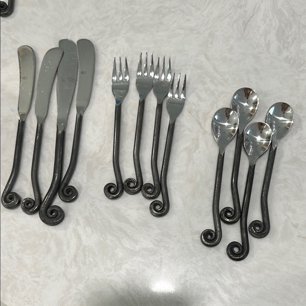 Handmade GS Appetizer Fork, Knife, and Spoon Set